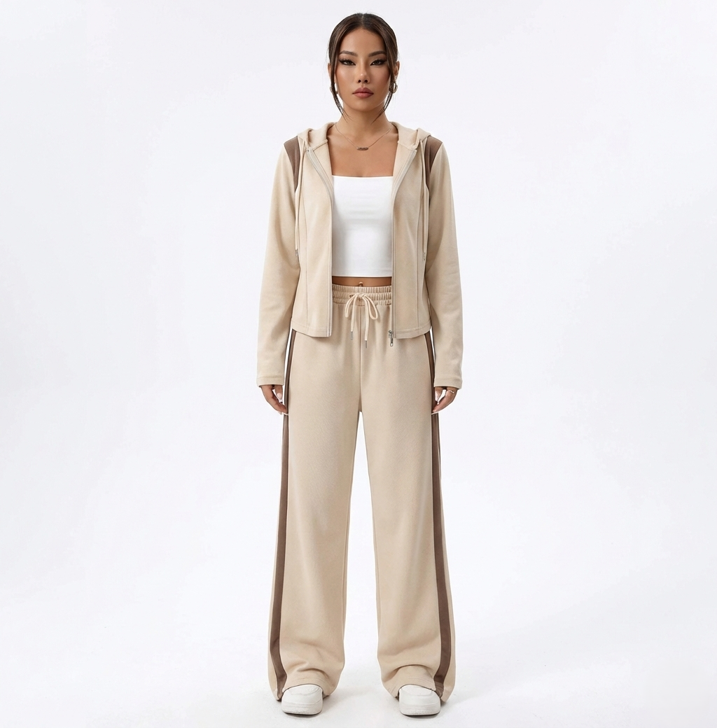 Lässiges Kapuzenstrickjacken-Set