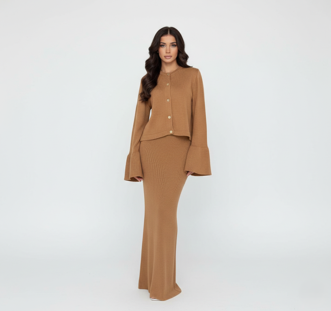 Cardigan-Strickkleid-Set