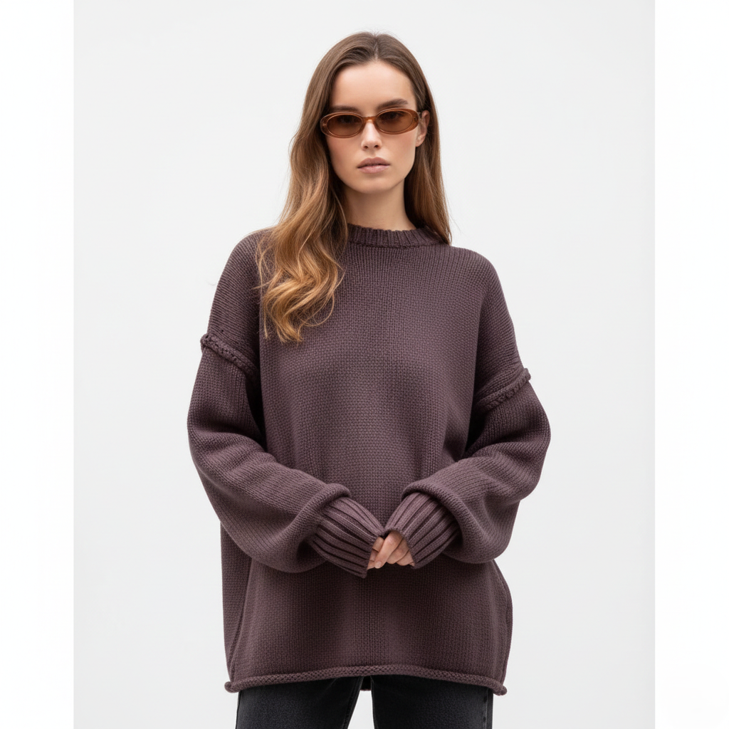 Strickpullover mit Rundhalsausschnitt