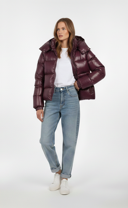 Glänzende Steppjacke