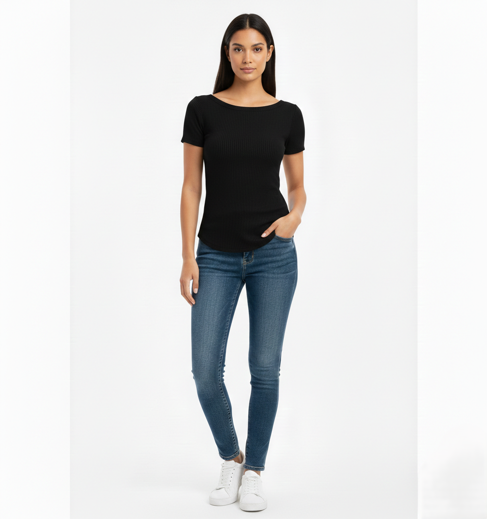 Rippstrick-T-Shirt – Slim Fit