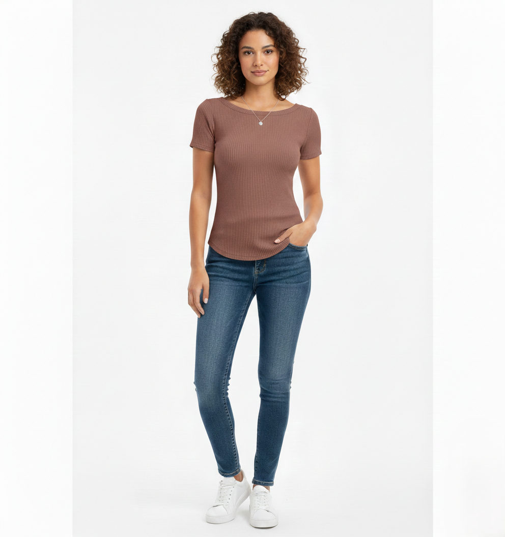 Rippstrick-T-Shirt – Slim Fit