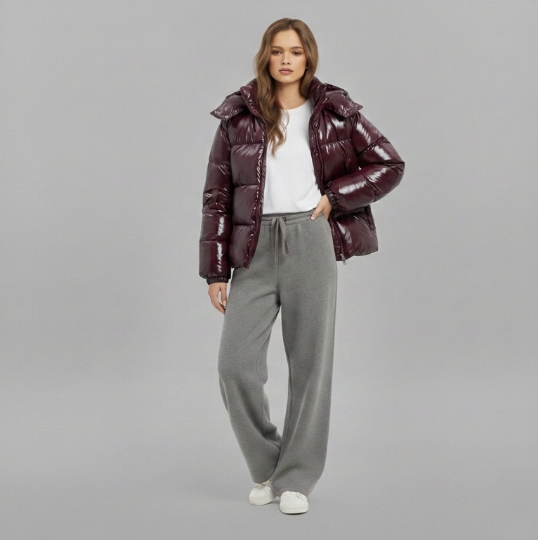 Glänzende Steppjacke