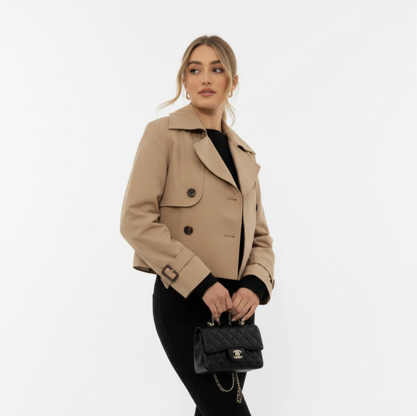 Stilvoller, kurzer Vintage-Trenchcoat 